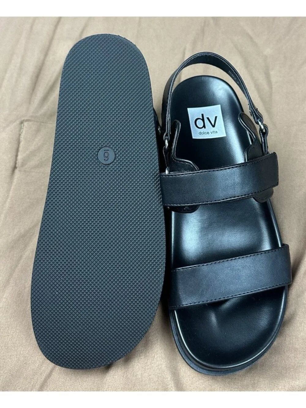 DV by Dolce Vita Women's Argyle Strap Sandals Black Size 6